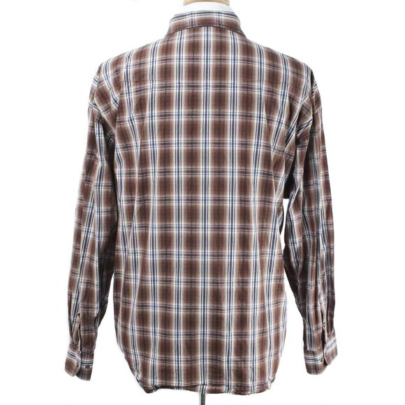 PANHANDLE Slim Brown & Navy Plaid Pearlized Snap Western Shirt Size Men's XL - Picture 3 of 5